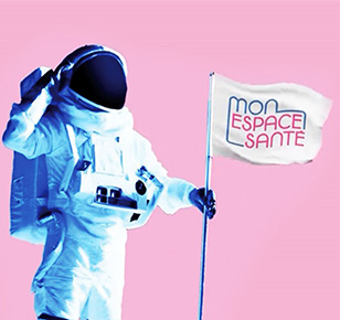 visuel du dispositif Mon espace santé, avec un cosmonaute